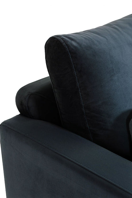 Navy Blue Velvet Fabric 2 Seater Sofa with Metal Legs