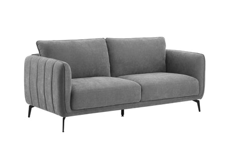 Grey Fabric Large 3 Seater Sofa with Black Legs