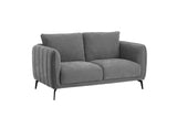 Grey Fabric 2 Seater Pillow Back Sofa Retro Legs