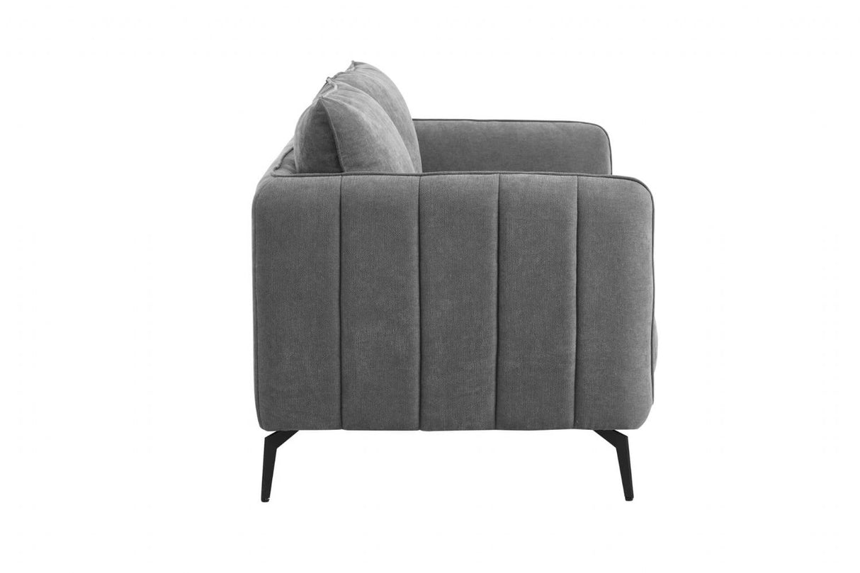 Grey Fabric 2 Seater Pillow Back Sofa Retro Legs
