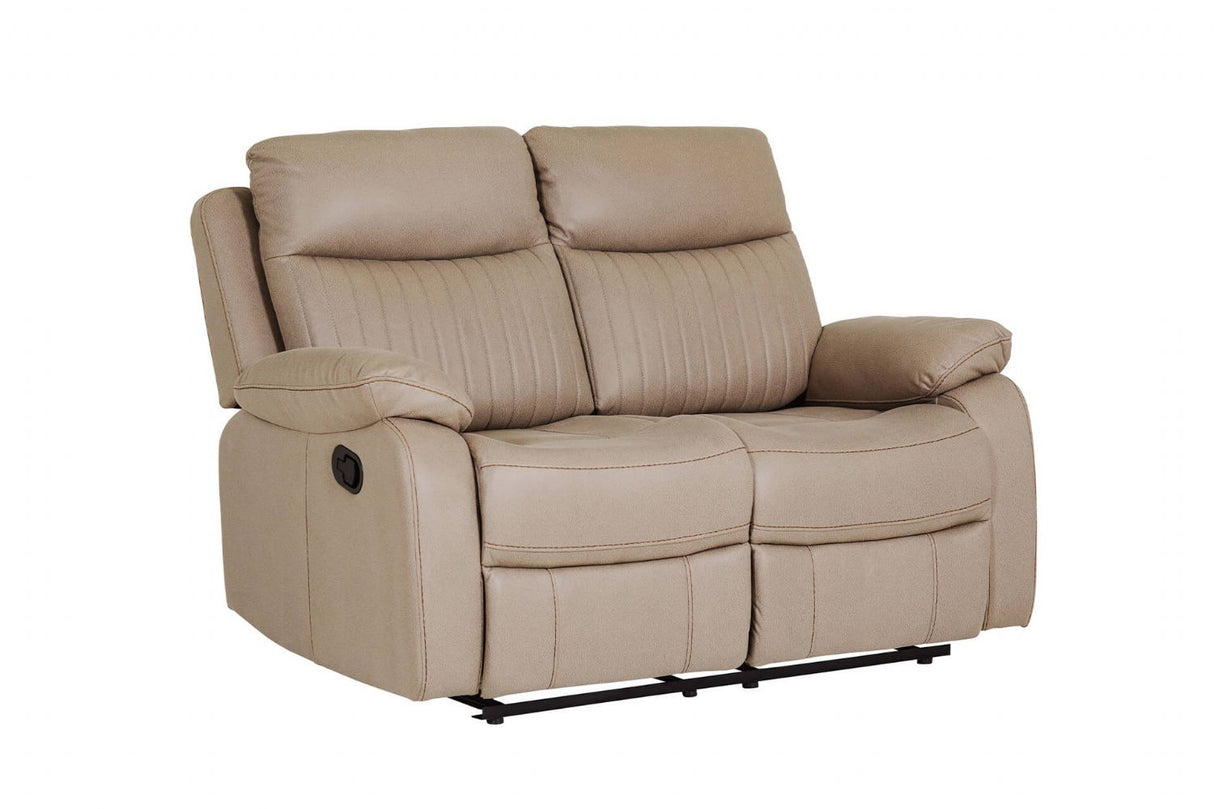 Light Brown Fabric 2 Seater Manual Recliner Sofa