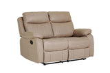 Light Brown Fabric 2 Seater Manual Recliner Sofa