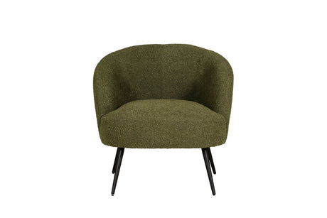 Olive Green Fabric Curved Back Accent Chair with Metal Legs