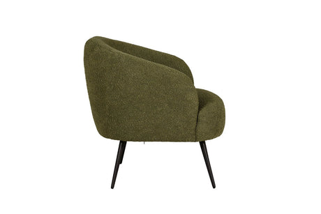 Olive Green Fabric Curved Back Accent Chair with Metal Legs