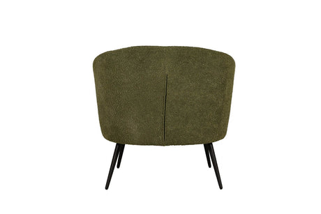 Olive Green Fabric Curved Back Accent Chair with Metal Legs
