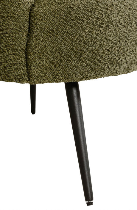 Olive Green Fabric Curved Back Accent Chair with Metal Legs
