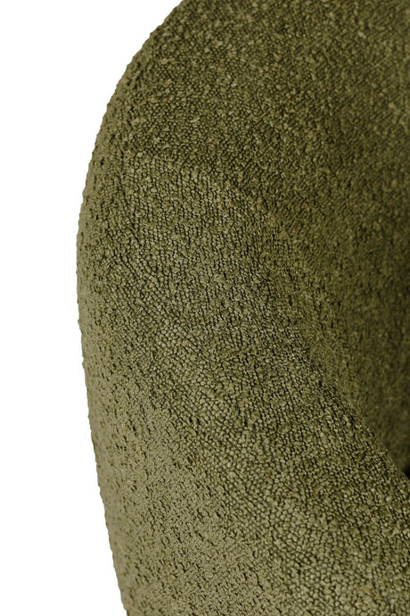 Olive Green Fabric Curved Back Accent Chair with Metal Legs