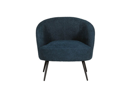 Navy Blue Textured Fabric Curved Back Accent Chair