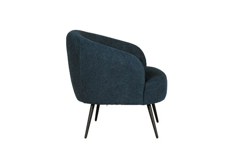 Navy Blue Textured Fabric Curved Back Accent Chair