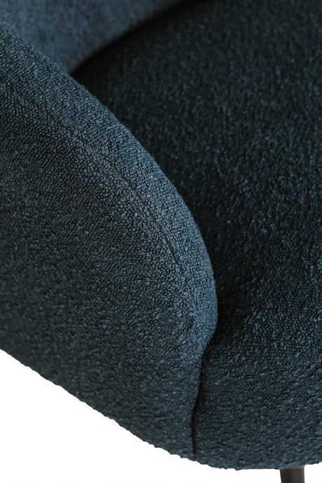 Navy Blue Textured Fabric Curved Back Accent Chair