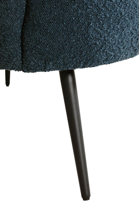 Navy Blue Textured Fabric Curved Back Accent Chair