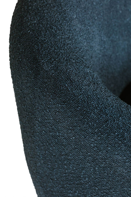 Navy Blue Textured Fabric Curved Back Accent Chair