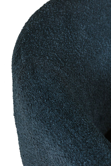 Navy Blue Textured Fabric Curved Back Accent Chair