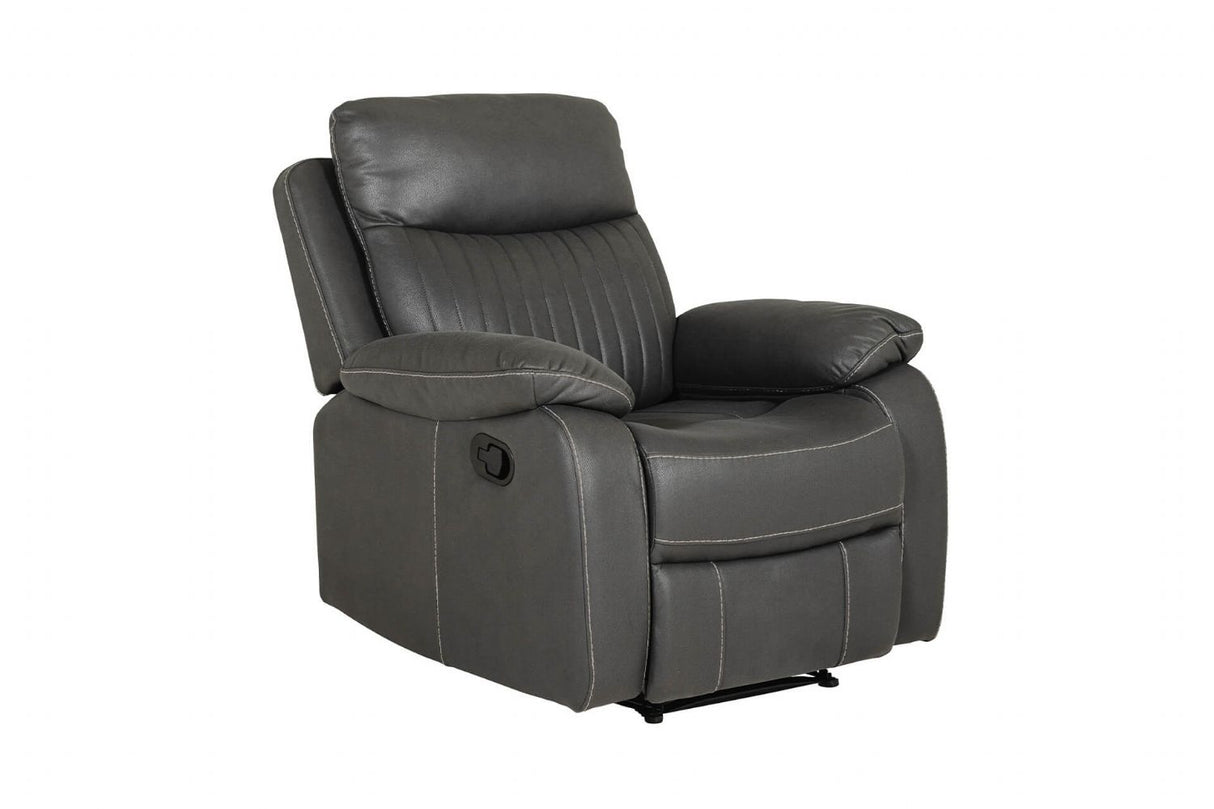 Dark Grey Leather Manual Recliner Chair