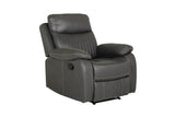 Dark Grey Leather Manual Recliner Chair