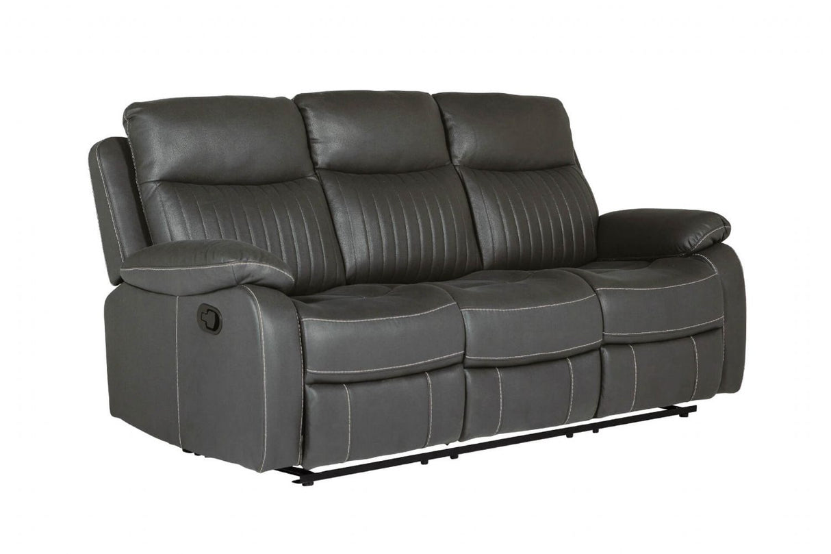 Dark Grey Fabric 3 Seater Manual Recliner Sofa
