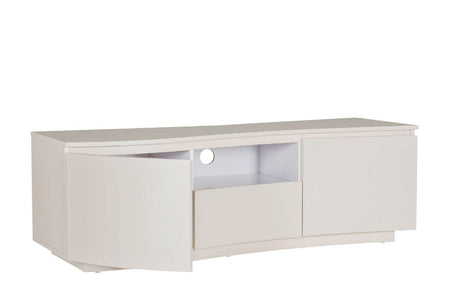 Greige Gloss Finish Wooden TV Media Cabinet with LED