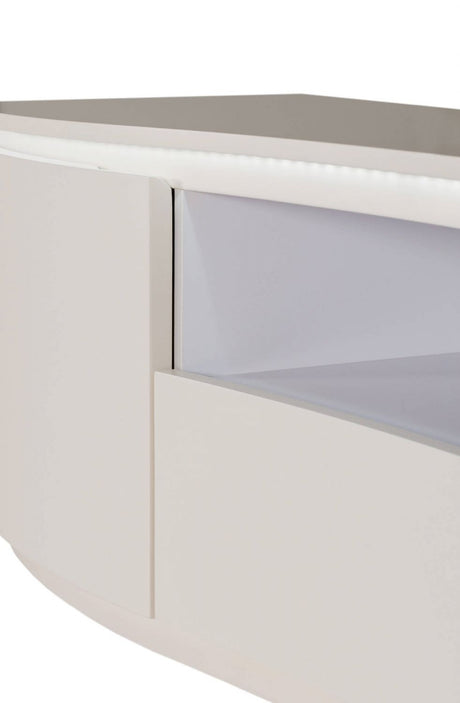 Greige Gloss Finish Wooden TV Media Cabinet with LED