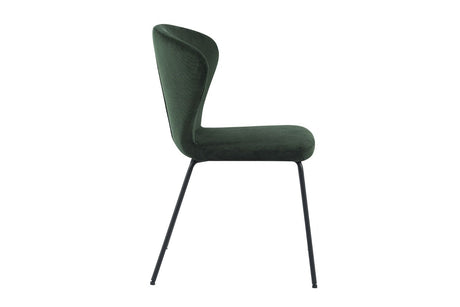 Green Fabric Curved Back Dining Chair with Metal Legs
