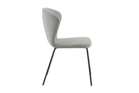 Stone Fabric Curved Back Dining Chair with Metal Legs