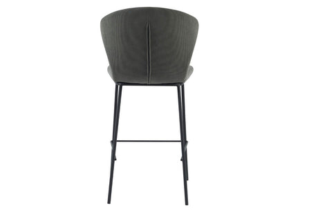 Dark Grey Fabric Curved Back Counter Bar Stool Metal Legs