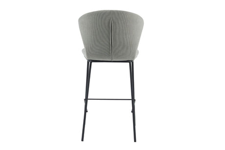 Stone Fabric Curved Back Counter Bar Stool with Metal Legs