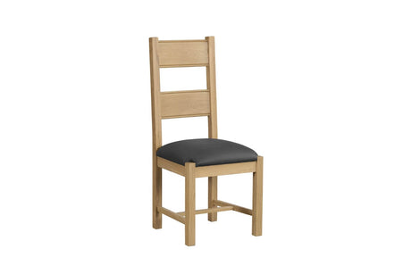 Tall Back Dining Chair Grey Faux Leather Padded Seat