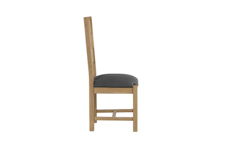 Tall Back Dining Chair Grey Faux Leather Padded Seat