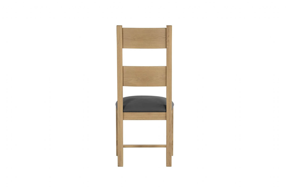 Tall Back Dining Chair Grey Faux Leather Padded Seat