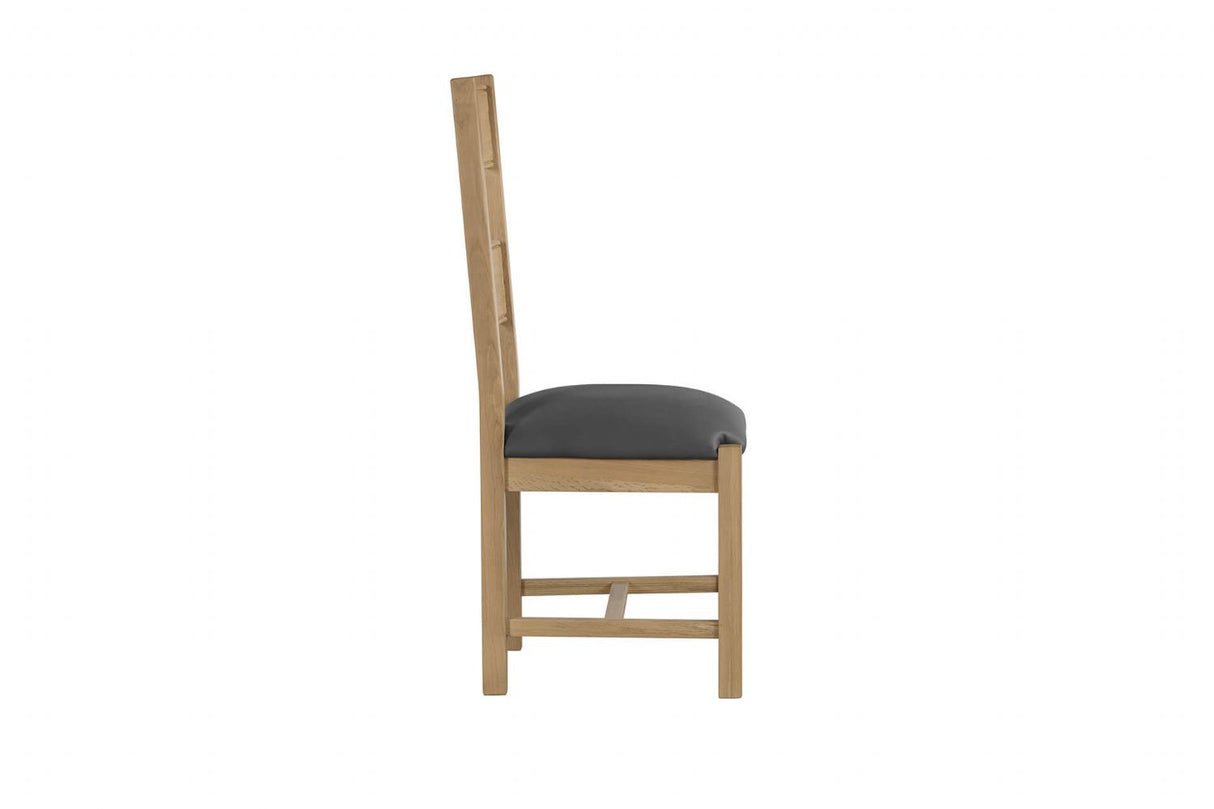 Tall Back Dining Chair Grey Faux Leather Padded Seat