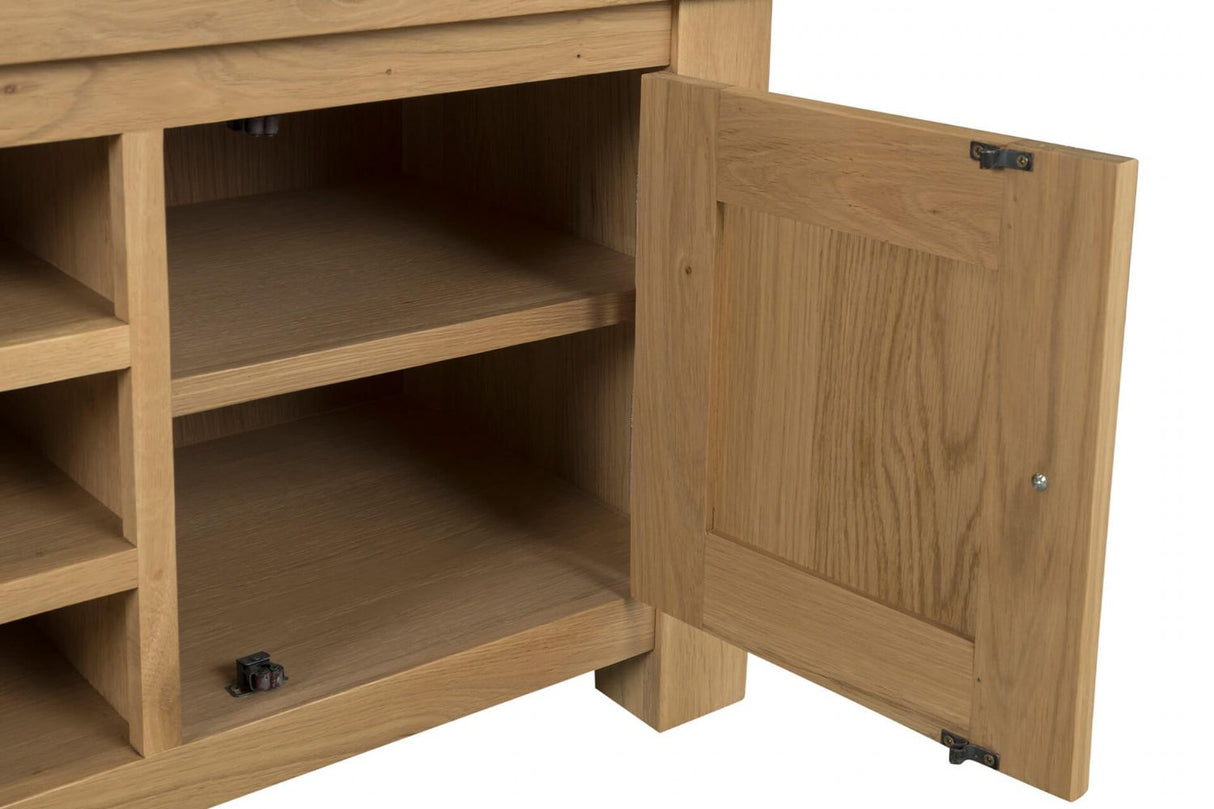 Natural Oak Large 2 Door TV Media Unit with Open Shelves