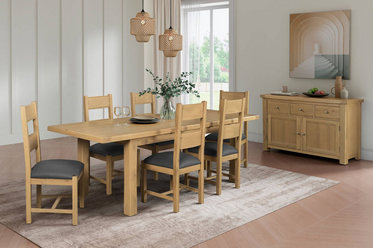 Oak Wooden Large Extending Dining Table 180 to 240cm