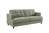 Sage Green Fabric 3 Seater Buttoned Standard Back Sofa