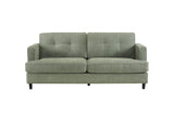 Sage Green Fabric 3 Seater Buttoned Standard Back Sofa