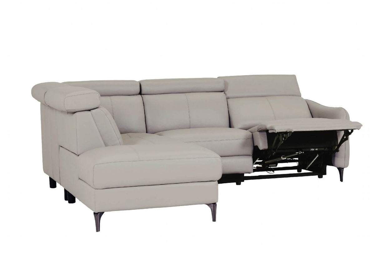 Stone Fabric Large Electric Corner Recliner Sofa LHF