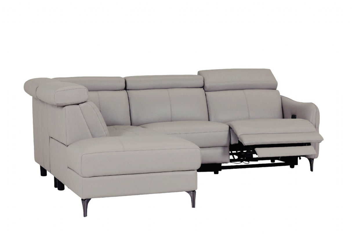 Stone Fabric Large Electric Corner Recliner Sofa LHF