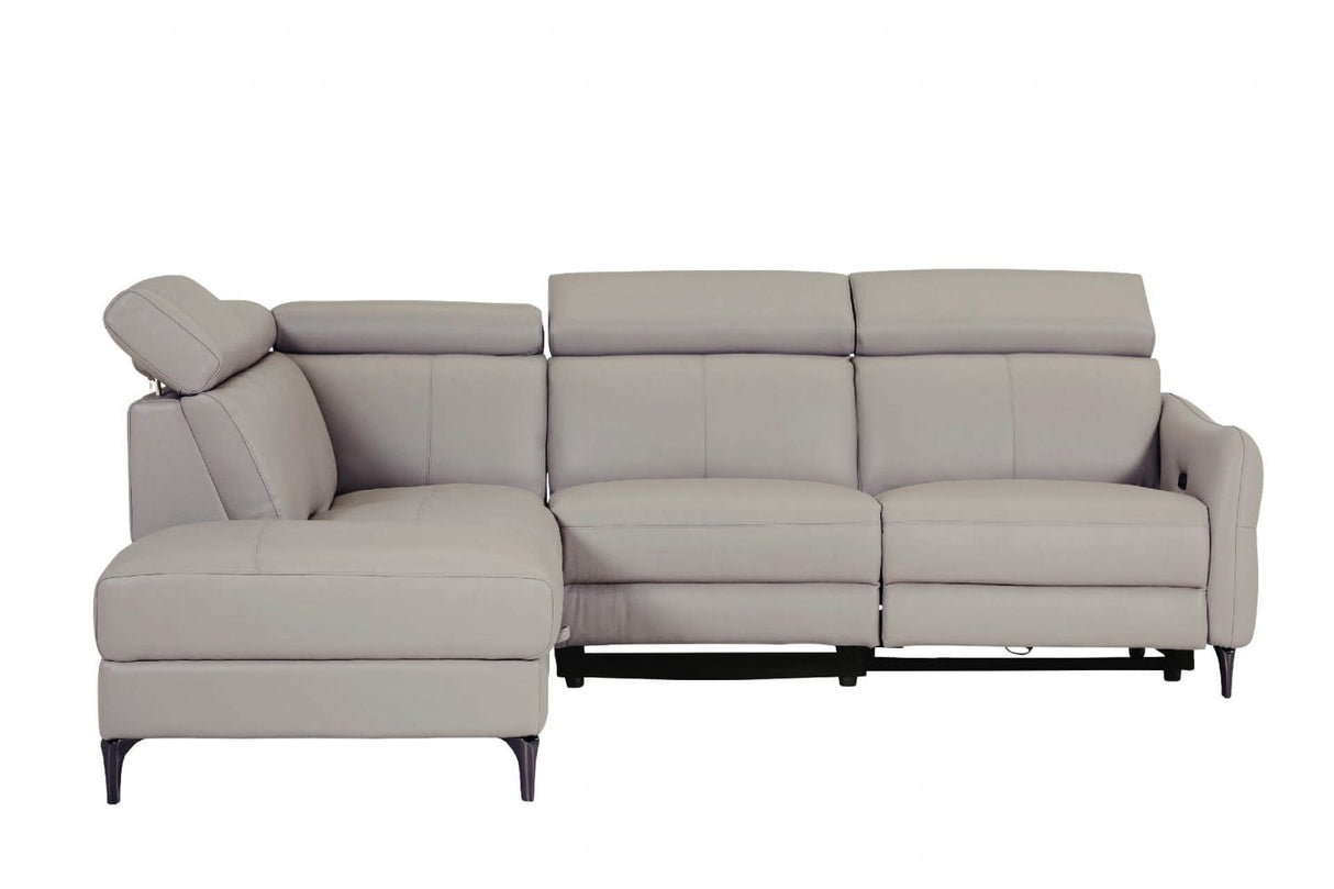 Stone Fabric Large Electric Corner Recliner Sofa LHF