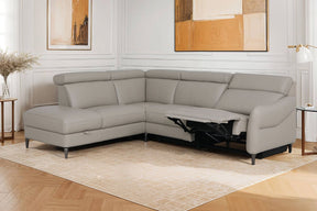 Stone Fabric Large Electric Corner Recliner Sofa LHF
