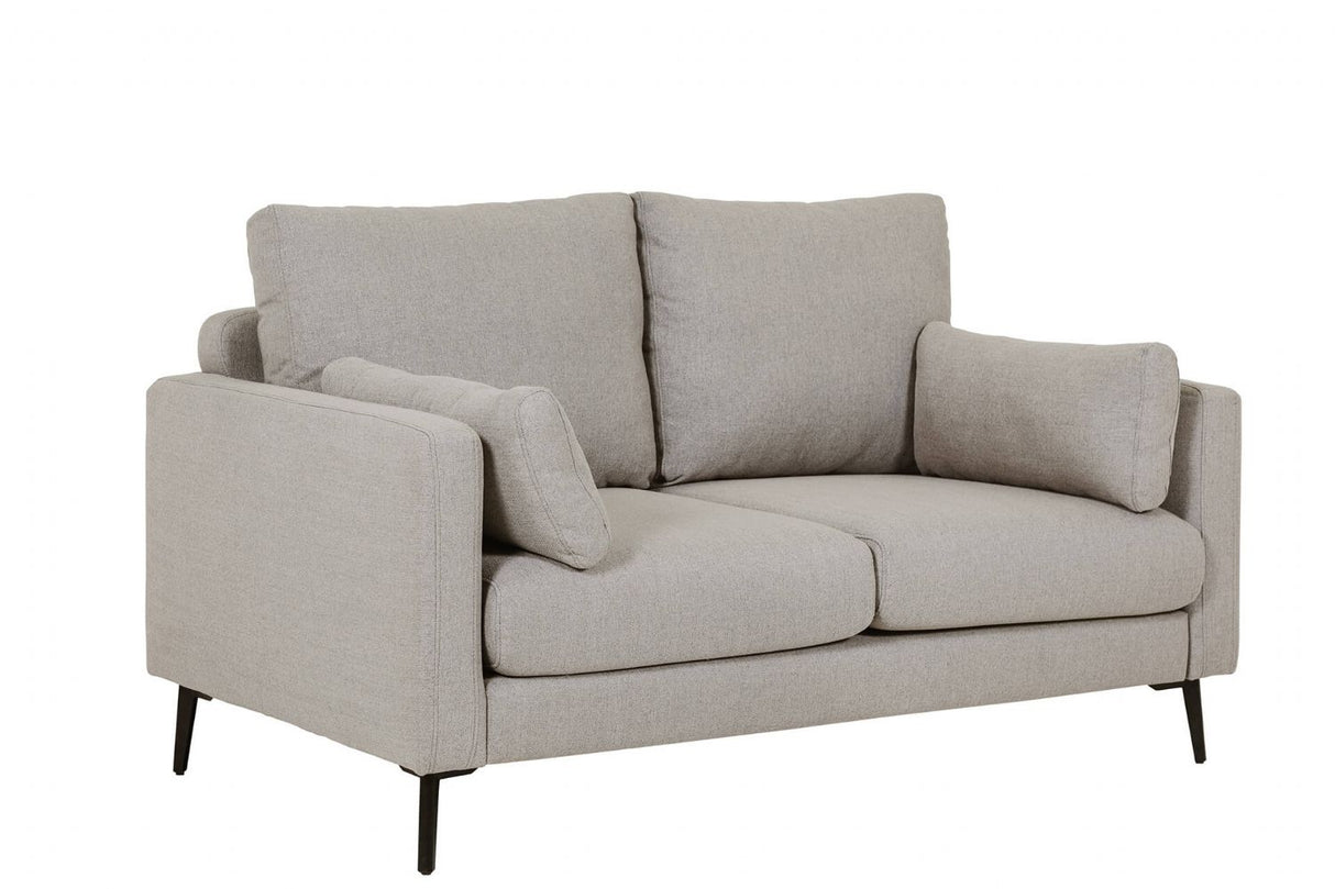 Grey Woven Fabric 2 Seater Sofa with Black Metal Legs