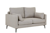 Grey Woven Fabric 2 Seater Sofa with Black Metal Legs