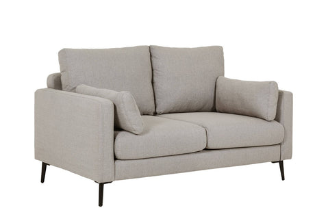 Grey Woven Fabric 2 Seater Sofa with Black Metal Legs