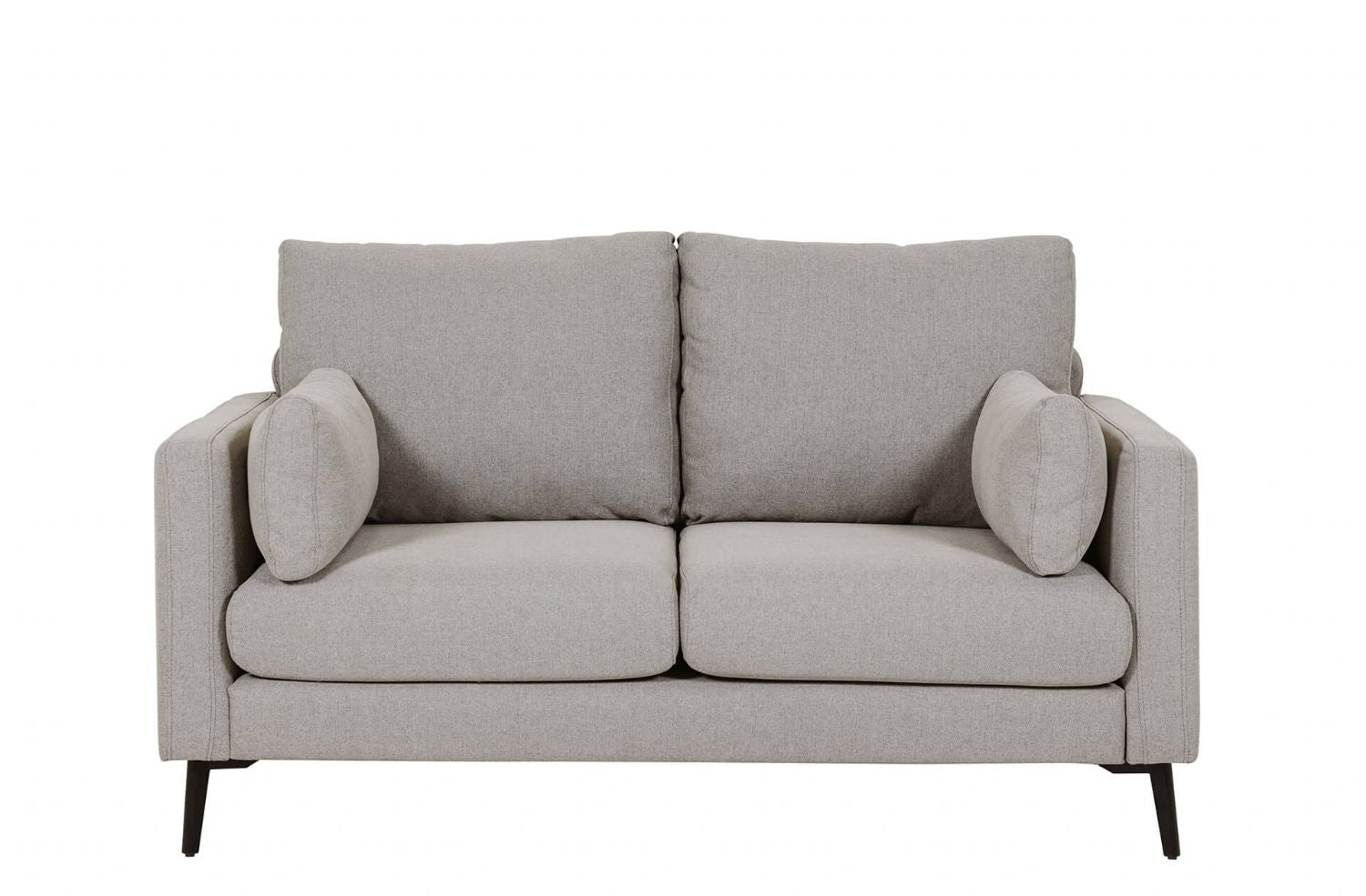 Grey Woven Fabric 2 Seater Sofa with Black Metal Legs