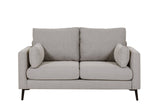 Grey Woven Fabric 2 Seater Sofa with Black Metal Legs