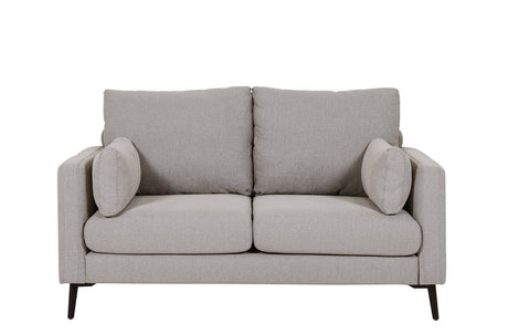 Grey Woven Fabric 2 Seater Sofa with Black Metal Legs