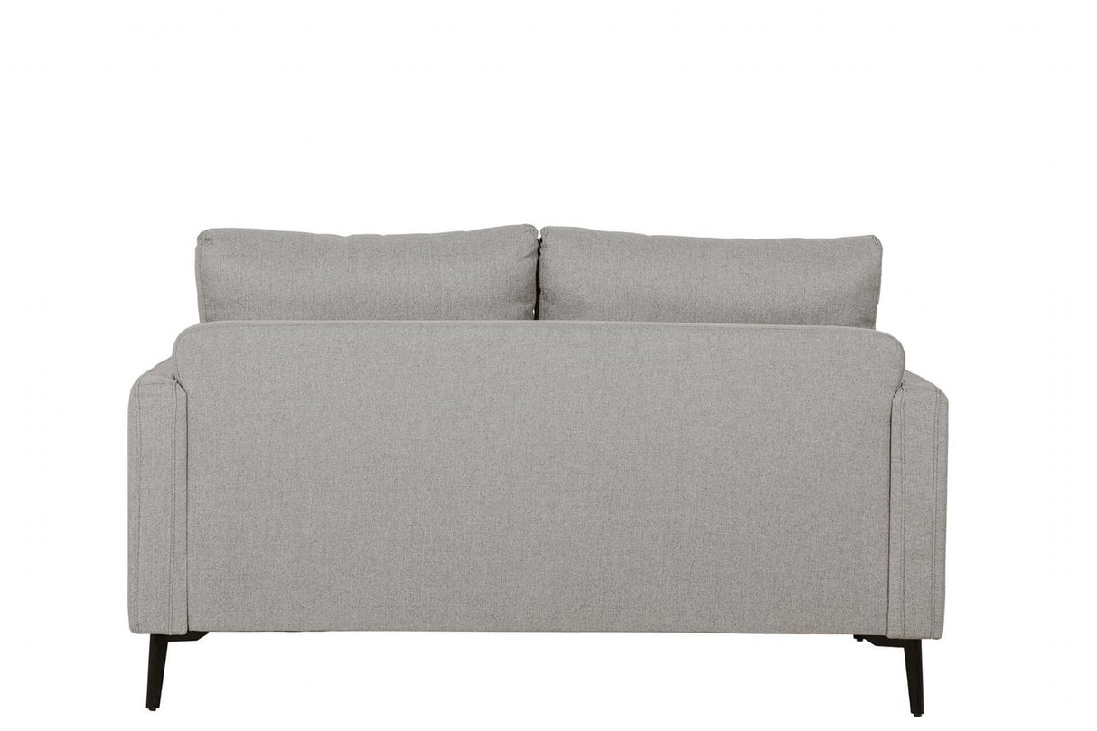 Grey Woven Fabric 2 Seater Sofa with Black Metal Legs