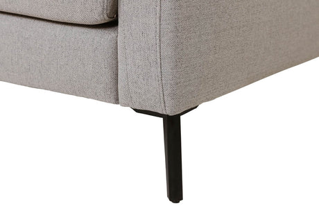 Grey Woven Fabric 2 Seater Sofa with Black Metal Legs