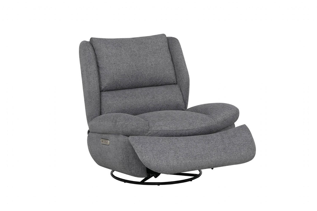 Grey Fabric Electric Reclining Swivel Glider Chair