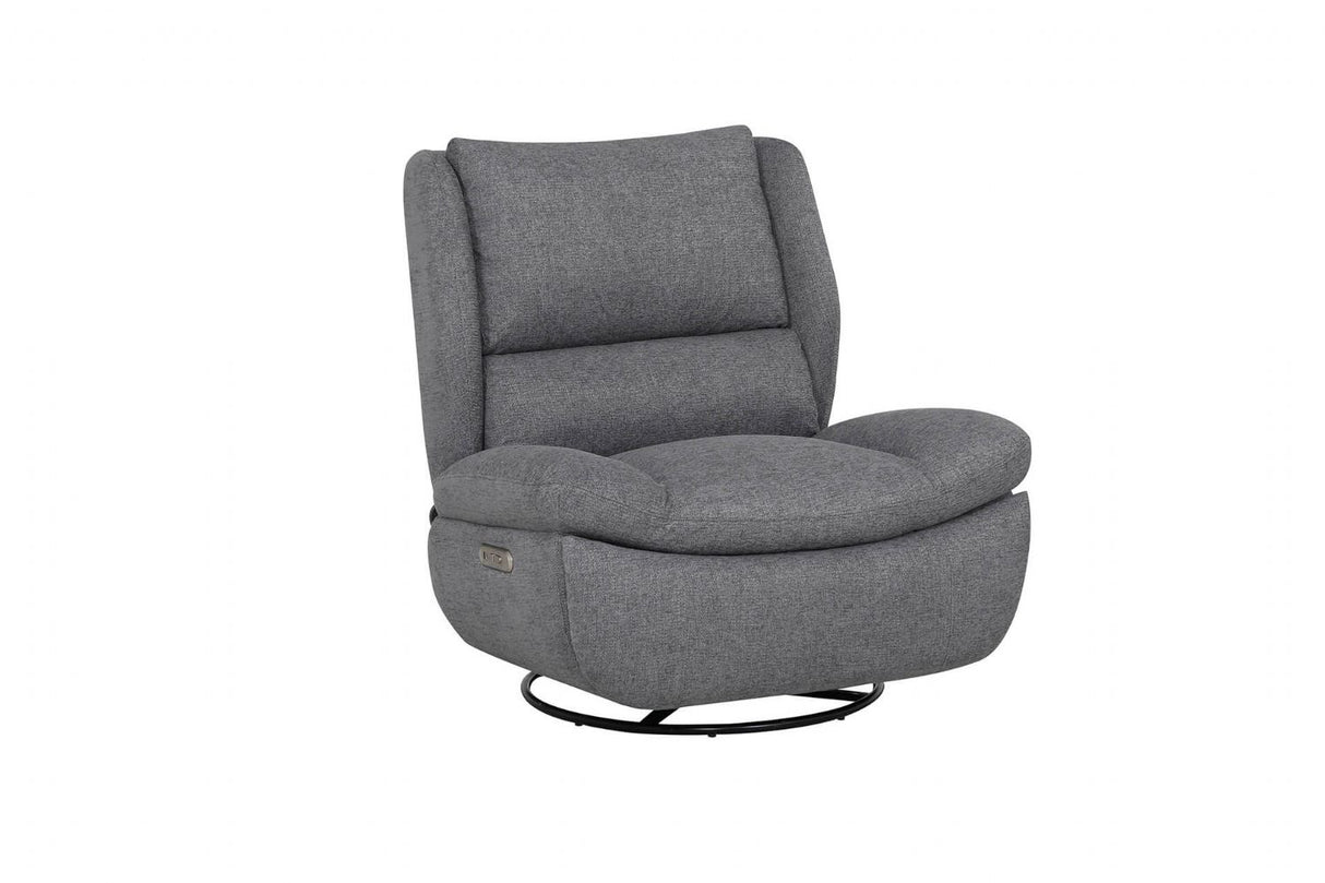 Grey Fabric Electric Reclining Swivel Glider Chair