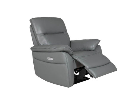 Steel Grey Leather 1 Seater Electric Recliner Armchair