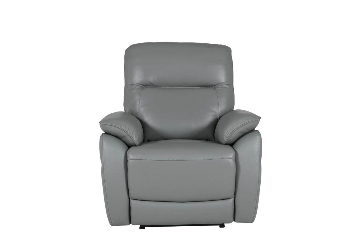 Steel Grey Leather 1 Seater Electric Recliner Armchair